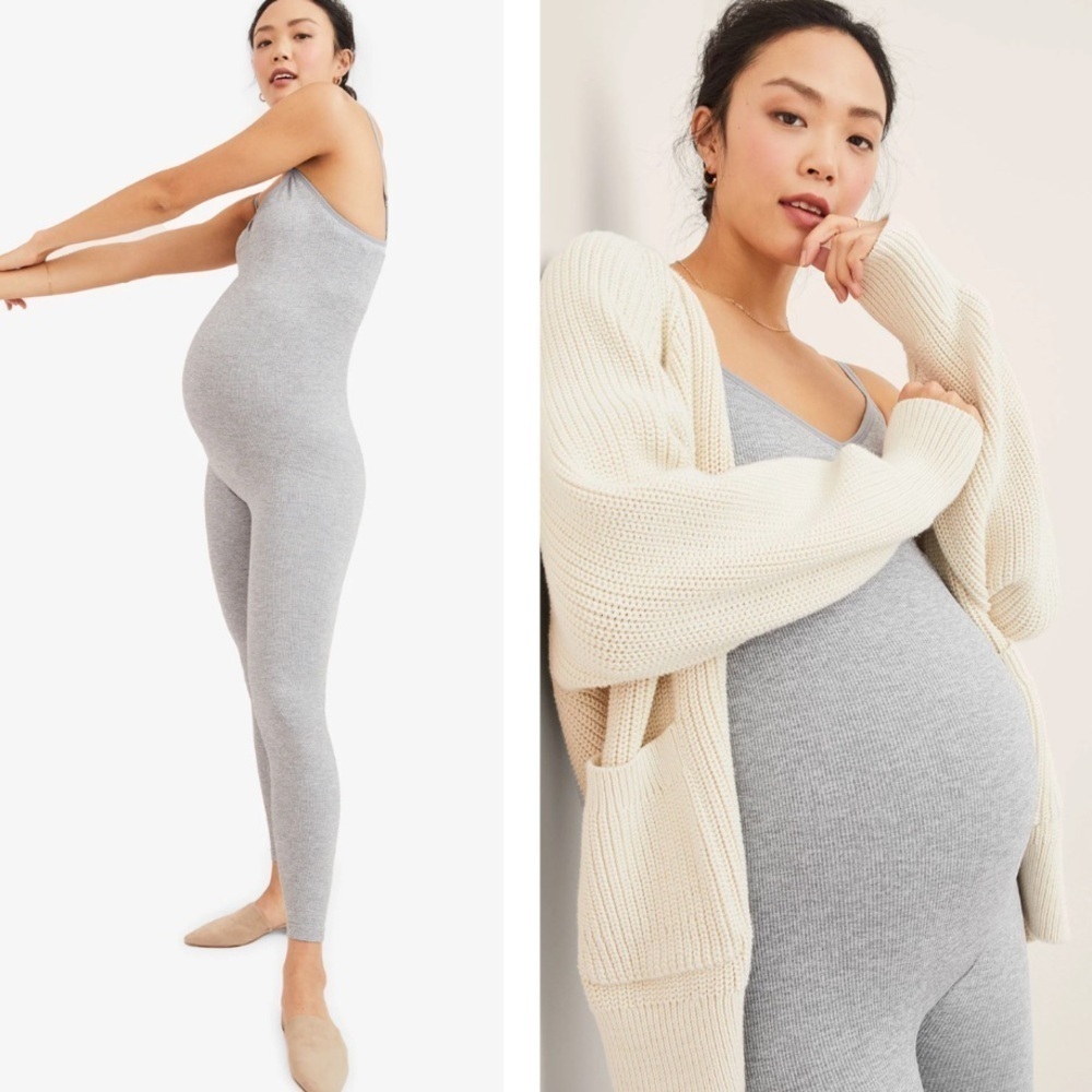 NWT HATCH Collection The Body Rib Unitard Grey Melange Stretch SZ XS